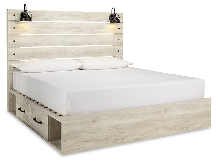 Cambeck  Panel Bed With 2 Storage Drawers With Mirrored Dresser And 2 Nightstands