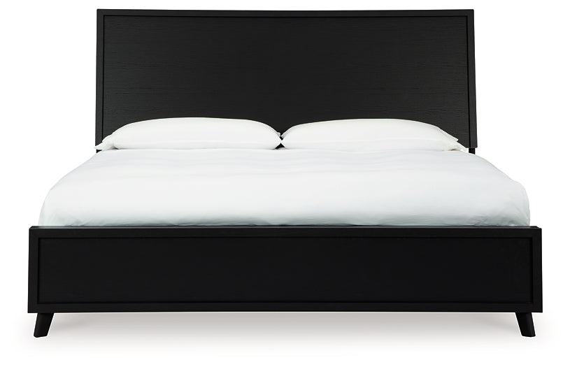 Danziar King Panel Bed with Mirrored Dresser, Chest and Nightstand