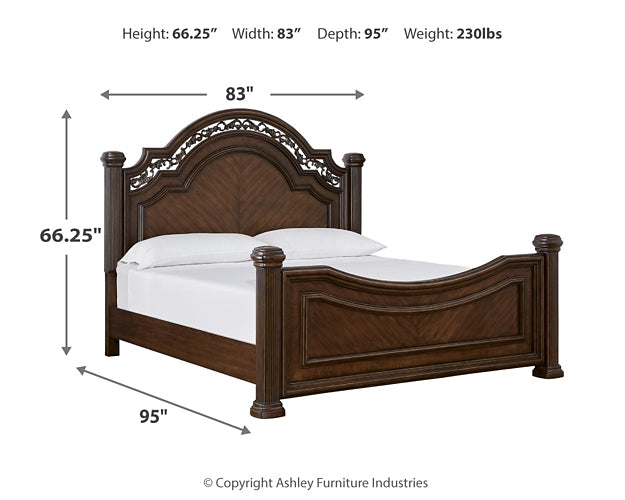 Lavinton King Poster Bed with Mirrored Dresser