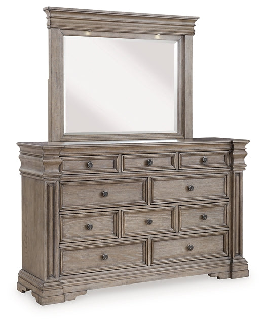 Blairhurst Queen Panel Bed with Mirrored Dresser, Chest and 2 Nightstands