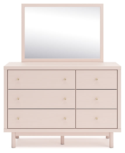 Wistenpine Full Upholstered Panel Bed with Mirrored Dresser and Nightstand