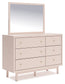 Wistenpine Twin Upholstered Panel Bed with Mirrored Dresser and 2 Nightstands