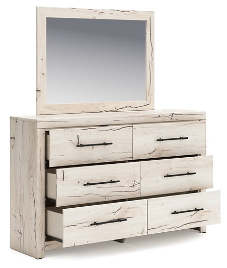 Lawroy King Panel Storage Bed with Mirrored Dresser