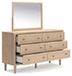 Cielden Queen Panel Bed with Mirrored Dresser and Chest