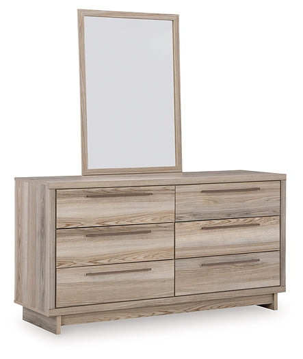 Hasbrick King Panel Headboard with Mirrored Dresser, Chest and 2 Nightstands