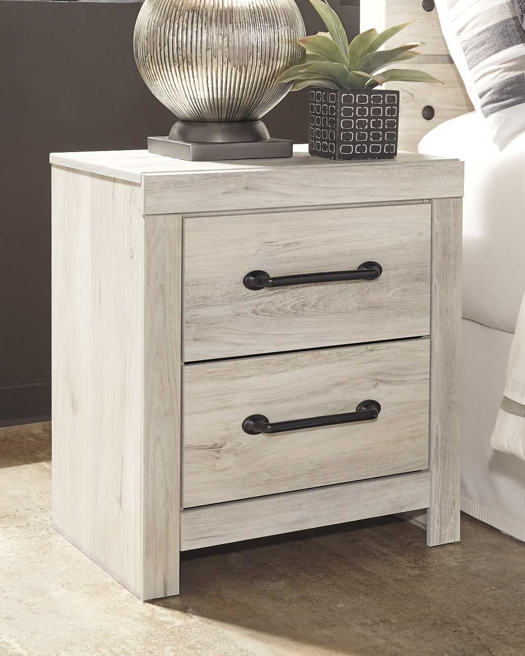 Cambeck King/California King Upholstered Panel Headboard with Mirrored Dresser, Chest and 2 Nightstands