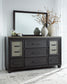 Foyland King Panel Storage Bed with Mirrored Dresser, Chest and 2 Nightstands