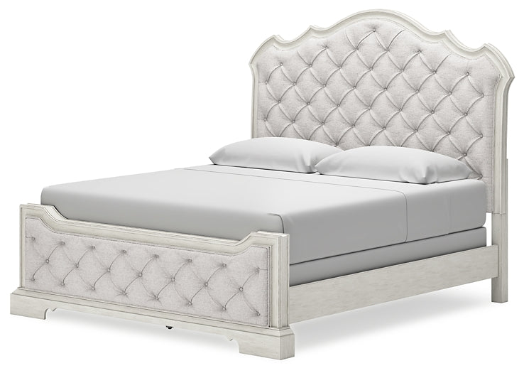 Arlendyne King Upholstered Bed with Mirrored Dresser, Chest and 2 Nightstands