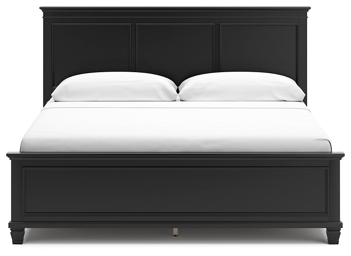 Lanolee King Panel Bed with Mirrored Dresser, Chest and Nightstand