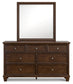 Danabrin King Panel Bed with Mirrored Dresser and Nightstand