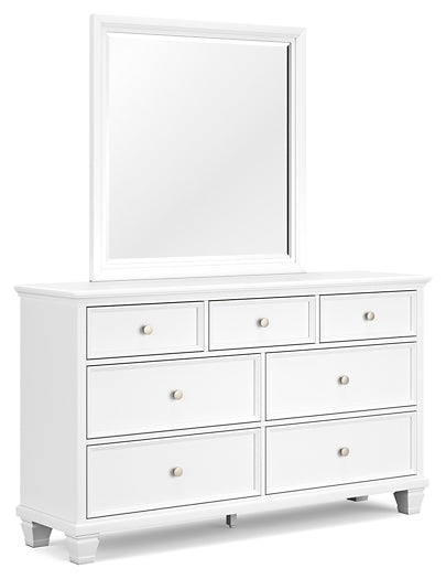 Fortman Queen Panel Bed with Mirrored Dresser and 2 Nightstands