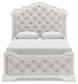 Arlendyne Queen Upholstered Bed with Mirrored Dresser and Nightstand